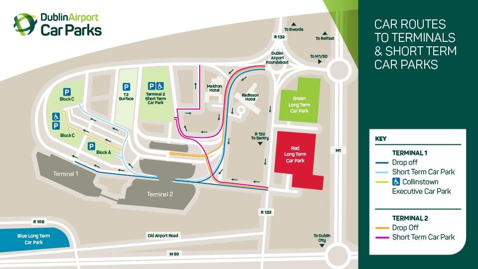 kat jeyografik nan Dublin ayewopò tèminal 1